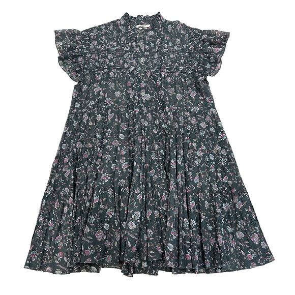 Isabel Marant Etoile Lanikaye Cotton Voile Mini Dress 38 US 6 Ocean Blue Floral - Picture 1 of 7